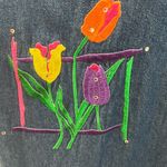 Vintage Donna Denim Maxi Dress Tulip Floral Embroidered Rhinestones Cottage Core Blue Size undefined Photo 5