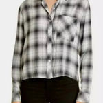 Rails  Womens Top Size L Smoke Ivory Dylan Plaid Long Sleeve Button Up Photo 0