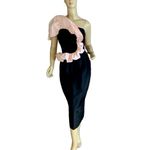 Gunne Sax VINTAGE 1980'S  BLACK W/PINK SHOULDER RUFFLE FORMAL DRESS (S) Photo 1