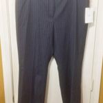 Lewit women's size 16 navy pinstriped stretch wool blend cropped dress pants Blue Photo 2