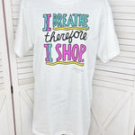 Hallmark Vintage Graphic T Shirt I Breathe Therefore I Shop White Large Photo 0