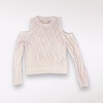 Lucky Brand  Cream Open Knit Cold Shoulder Sweater Size Small Photo 7