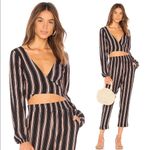 Beach Riot  Pink‎ Black Striped Dover Set Crop Top Tie Pants Set Cover-Up Small S Photo 1