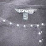 EXPRESS Black With Silver Studded Trim Chiffon L/S Top NWOT Size Small Photo 6