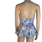st. john's bay Floral Ruffled Blue White Halter Tankini Swimsuit Top Womens 10 Photo 7