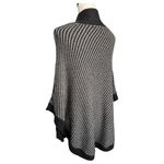 Banana Republic Sweater Womens M Cape Poncho Wool Blend Mock Neck Striped Black Photo 5