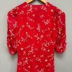 NICHOLAS Red Floral Silk Midi Dress Short Sleeves XS Photo 7