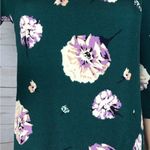 Xhilaration Dark Green Purple Floral Print 3/4 Sleeve Casual Cute Photo 7
