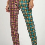 The Ragged Priest x Free People plaid jeans red yellow blue green color block mom Photo 0