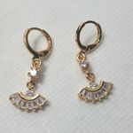 18K Yellow Gold Filled White Zircon Topaz Quartz Hoop Earrings Photo 0