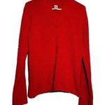 prAna  Chenille Sweater Long Sleeve knitted V-Neck Pullover Red Medium Photo 0
