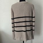 SO  Women's Crew Neck Sweater - Beige and Black Stripes Photo 2