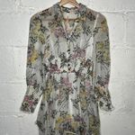 Free People  Women's Sheer Lined Floral Long Sleeve Ruffle Skirt Mini Dress XS Photo 0