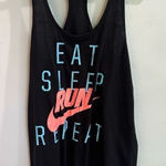 Nike  Eat Sleep Run Repeat Black Tank Top Woman’s Size Medium Athletic Cut Photo 0
