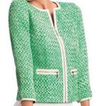 CAbi Cover Tweed Green Cropped Zip Jacket. Size 12. Photo 0