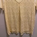 Sundance  Yellow Lace Front V-Neck Silk Blend Short Sleeve T-Shirt Size XS Photo 2