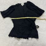 Jun & Ivy Metallic Stripe Black Wrap Blouse M Top Coquette Y2K Office Party Boho Size M Photo 10