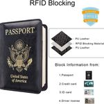 None Passport Holder for Travel, RFID Passport Cover Wallet for Women Men - Black Photo 3