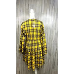 Fancyinn Women's Large Yellow Buffalo Plaid Shift Tunic Dress Long Sleeve V-Neck Photo 4