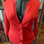 Magaschoni Magaschino cherry red tie button down M luxury cardigan Photo 0