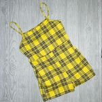 Popular 21  yellow plaid jumper / romper clueless style shorts romper extra large Photo 0