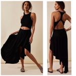 Free People  Bethany Midi Dress Size Small Black Cut Out Asymmetrical Hemline Photo 1