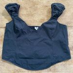 Aerie  Women’s Sz L Charcoal Gray‎ Woven Cap Sleeve Corset Top Photo 3