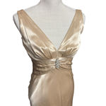 David's Bridal  Bridesmaid Dress Size 4 Beige Satin Charmeuse sleeveless prom Photo 1