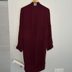 Z Spoke Zac Posen Burgundy Shirt Dress 100% Silk City Chic Going Out Date Zipper Red Size 10 Photo 7