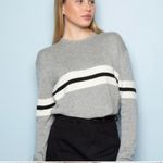 Brandy Melville Wool Cashmere Blend Long Sleeve Gray Striped Sweater Photo 3