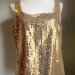 Glam fairy Gold Sequin Square Neck Sleeveless Tank Top 12 party festive y2k Photo 0