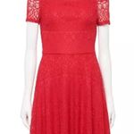Rewind Lace Dress Off The Shoulder RED Midi Dress Juniors Women’s L Large Photo 0