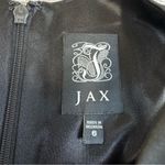 JAX Women's Sleeveless Mini Cocktail Dress Black 6 Sheer Satin Cutout High Neck Photo 7