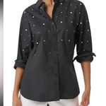 Karl Lagerfeld  Black Button Down Shirt with White Dots Photo 0