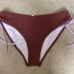 Cupshe Brown Ribbed Side Ruching Mid Rise Bikini Bottoms Size M Photo 2