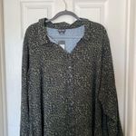 City Chic NWT Animal Print Button Down Shirt Dress Green Size 20 Mini Skin Photo 4