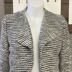 Loft Cream Black Long Sleeve Open Front Cotton Blend Blazer- PXS Photo 3
