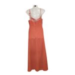 David's Bridal Orange Sleeveless Floral Vintage Bridesmaid Maxi Long Gown Large Photo 1