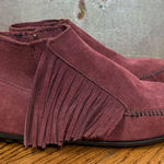 Minnetonka  Lacy Fringe Suede Burgundy Moccasin Booties Size 9 Photo 0