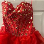 May Queen beaded tulle red dress size 6 Photo 2