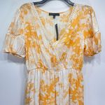 Adrienne Vittadini  Yellow & White Floral Gauzy Tiered Ruffle Skirt Dress Photo 3