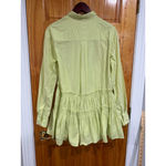 Free People Billie Mini Dress Long Sleeve Ruffle Tiered 100% Cotton Green Size M Photo 2