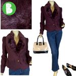 Cato  BURGUNDY PURPLE WOOL BLEND BLAZER W/FAUX FUR COLLAR (S) Photo 1