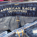 American Eagle Dark Wash Blue Denim American Flag Jean Shorts Women's Size 0 Photo 5