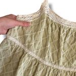 Lalavon Embroidered‎ Sage Green Lace Trim Peplum Tank Top Size Large Photo 4