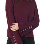 SD Collection Maroon Sweatshirt with Studded Sleeves Red Photo 0