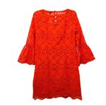 J.Crew  Bell-sleeve Dress Embroidered Eyelet in Brillant Sunset, Size 00, NWT Photo 5