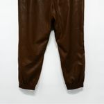 A New Day  Faux Leather High Waisted Joggers Pants Brown Cuffed Ankle Photo 9