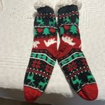 Christmas Socks Sherpa Lined Womens Medium Large Red Green Nordic Photo 2