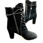 Longchamp  BLACK BLOCK HEEL LEATHER LACE-UP BOOT size FR 40/ US 9 Photo 9